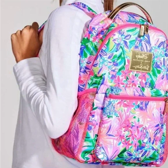 NWT Lilly Pulitzer X Disney Parks Dreamin' Pink Full Size Backpack Limited Ed - Picture 9 of 9